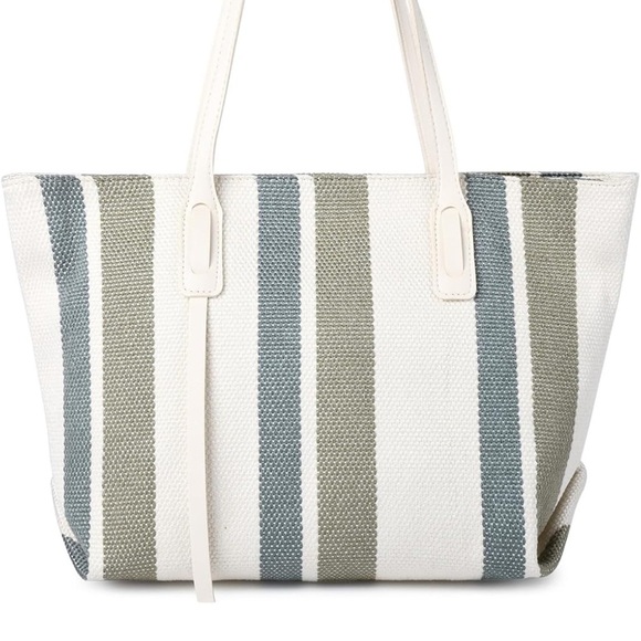 Stripes Tote Bag With Zipper Shoulder Bag Designs for Work Beach Travel Shopping - Picture 1 of 7